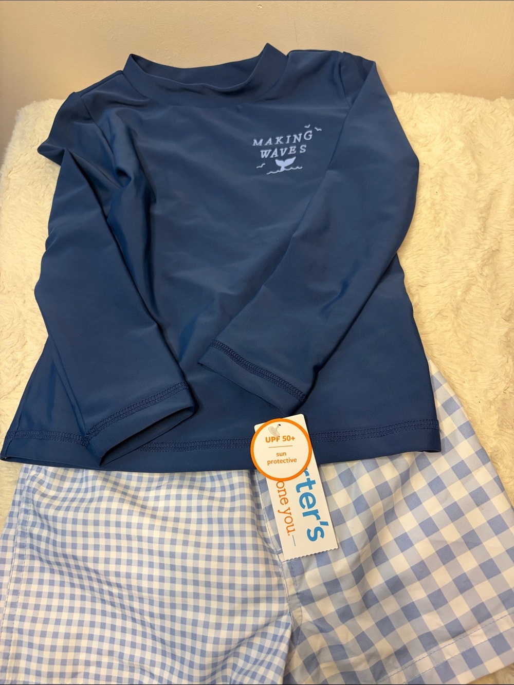 Carter’s NWT Boy 3T Swimsuit Bottom + Long Sleeve Top UPF 50+ Sun Protective